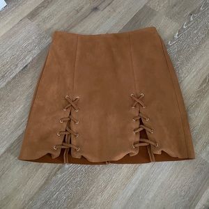 Suede Zip-Up Skirt